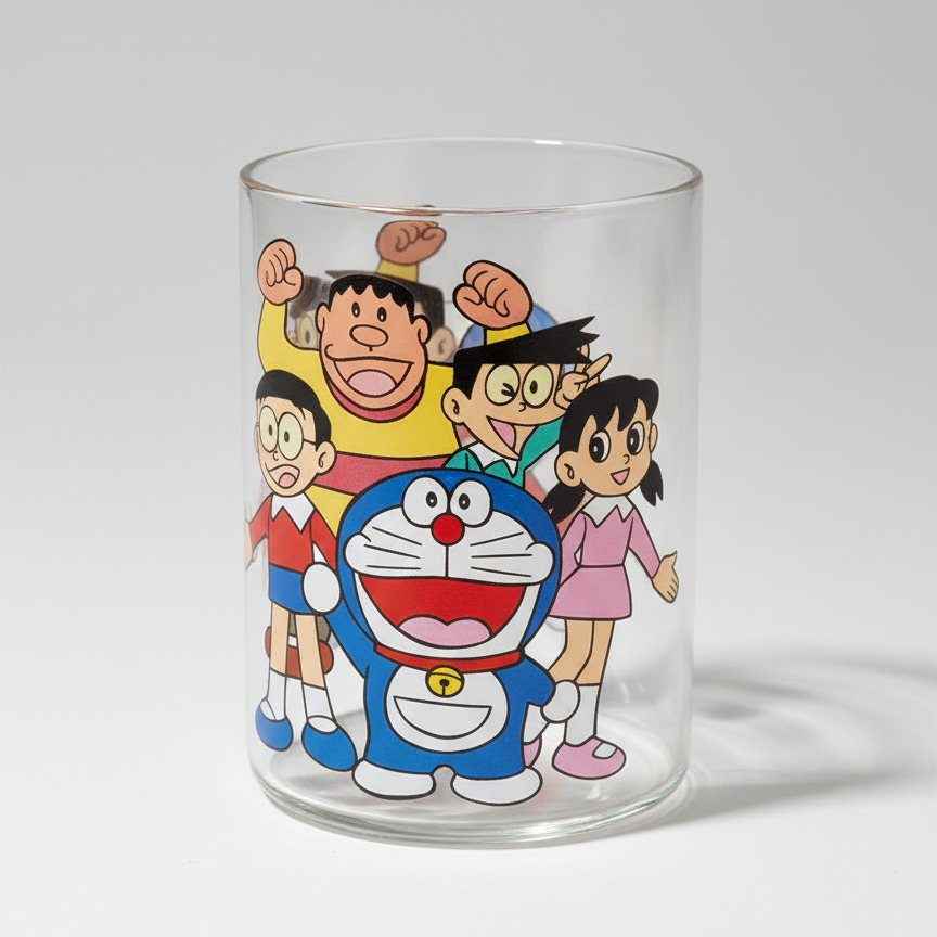 Doraemon and Friends Printed Glass Tumbler