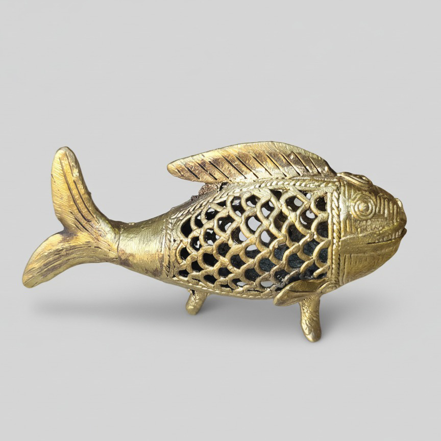 Dhokra Brass Fish – Handcrafted Tribal Figurine