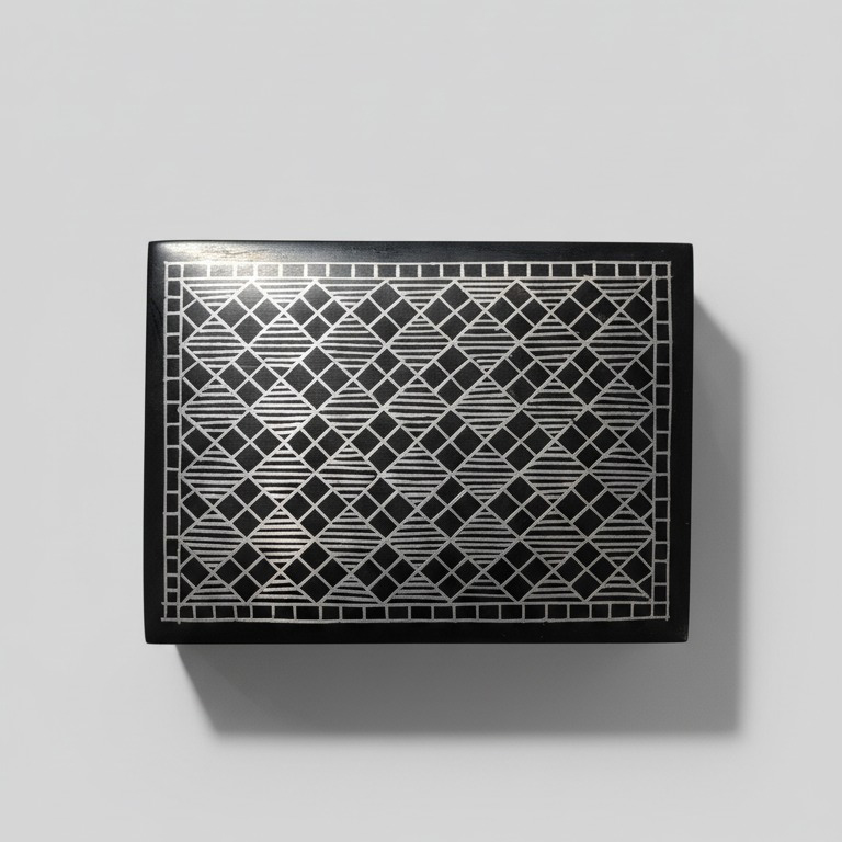 Black Wooden Box – Geometric Inlay Design