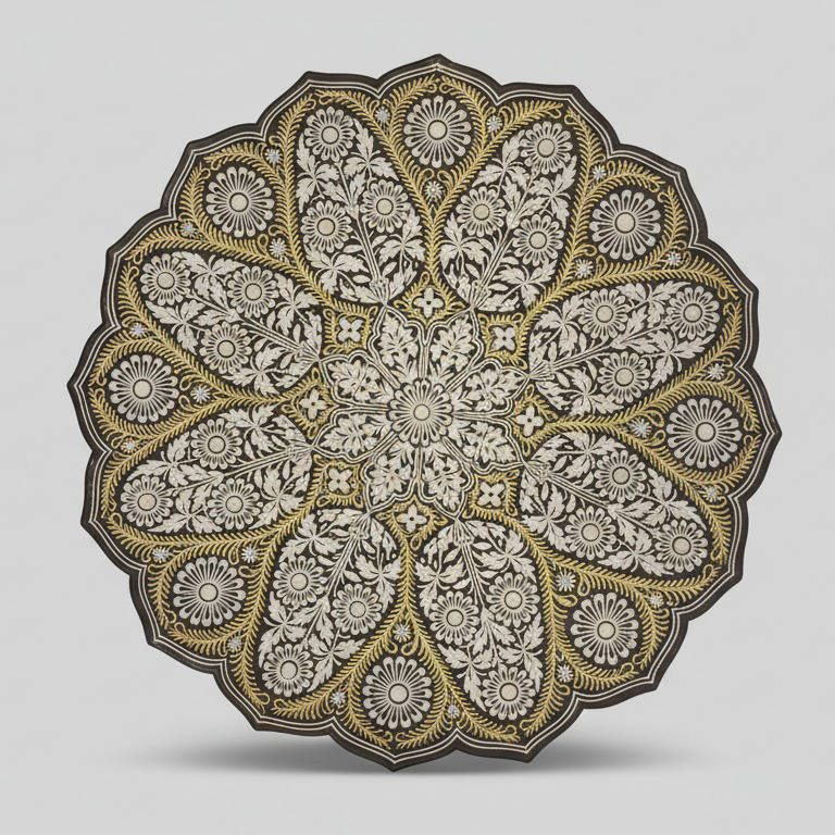 Kashmiri Papier-Mâché Decorative Wall Plate – Floral Mandala Design