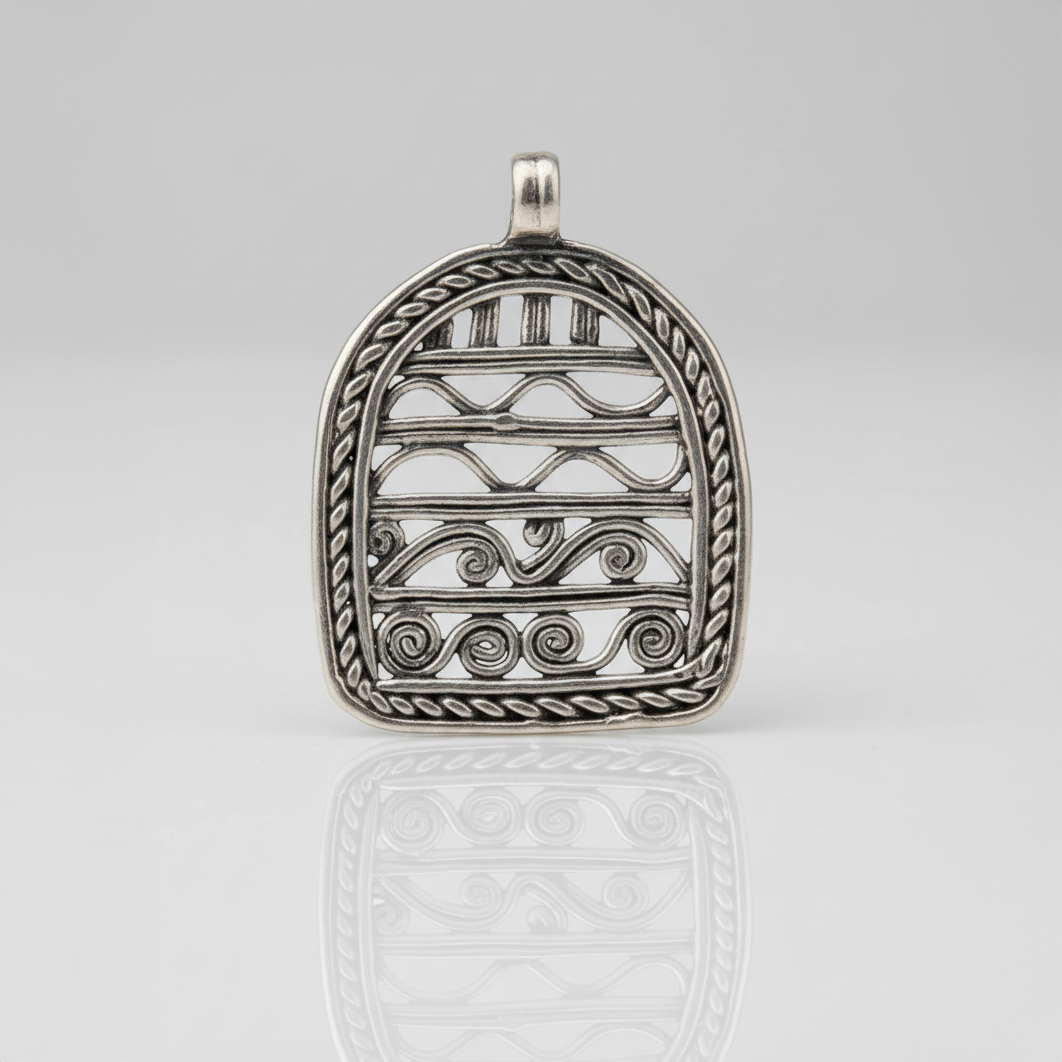 Arch Motif Tribal Pendant in Antique Silver Finish