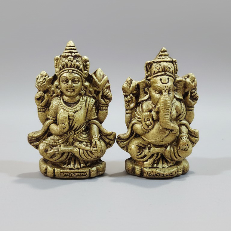Lakshmi Ganesha Brass Idol Pair - Prosperity & Blessings