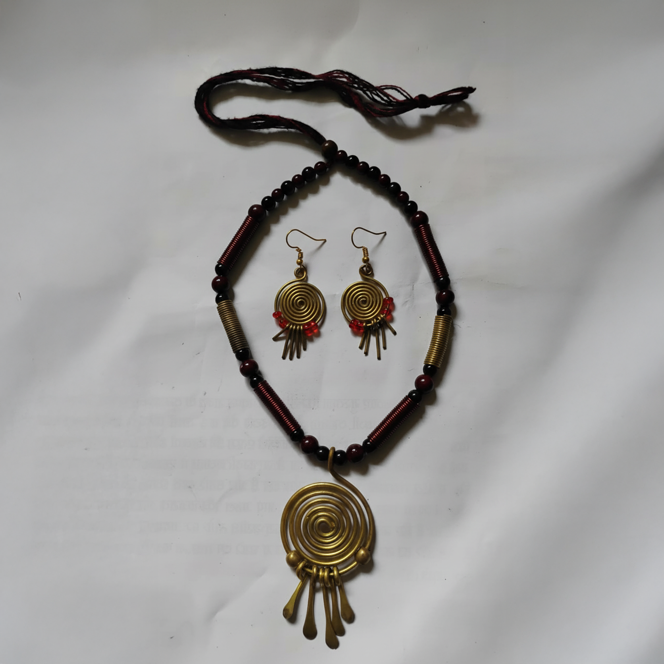 Golden Spiral Tribal Necklace Set