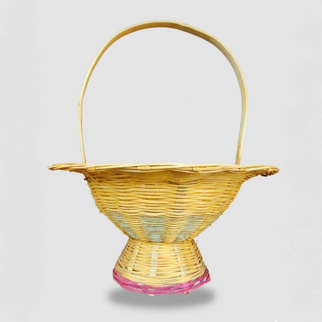 Handwoven Bamboo Utility Basket with Handle