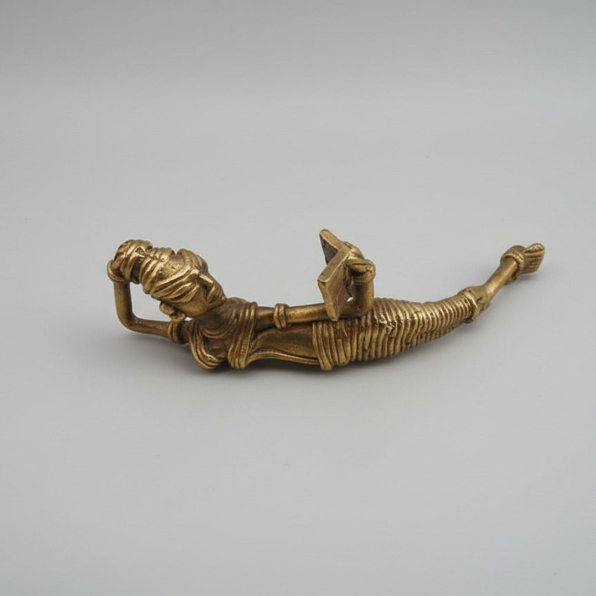 Reading Woman Figurine – Dhokra Brass Sculpture