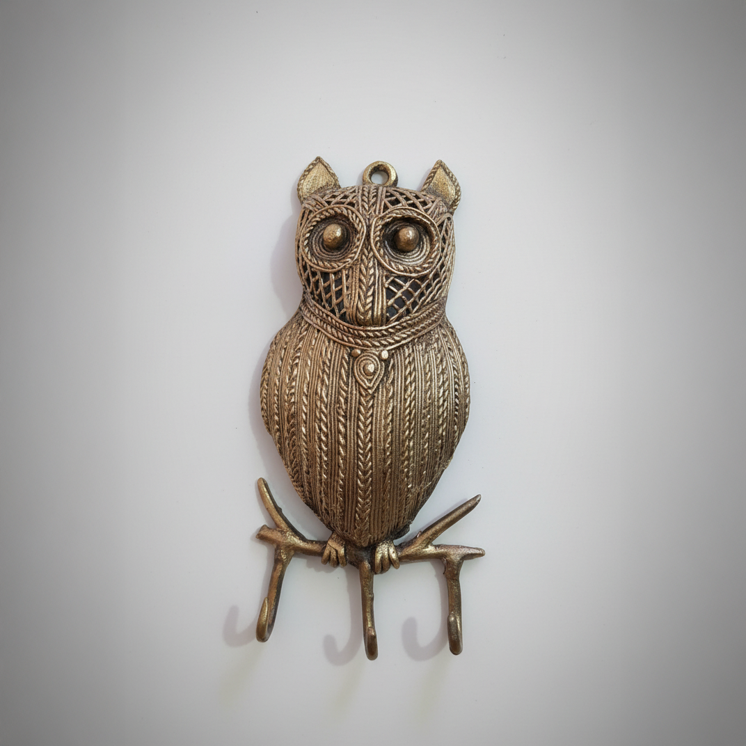 Dokra Owl Wall Hook (Compact)