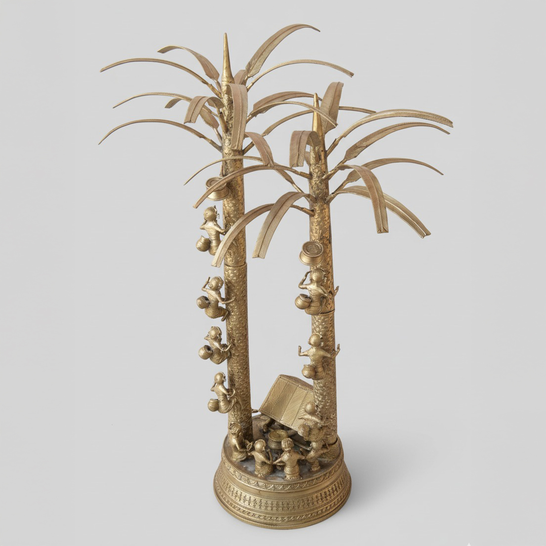 Dhokra Brass Village Tableau – Palm Tree Harvest Scene