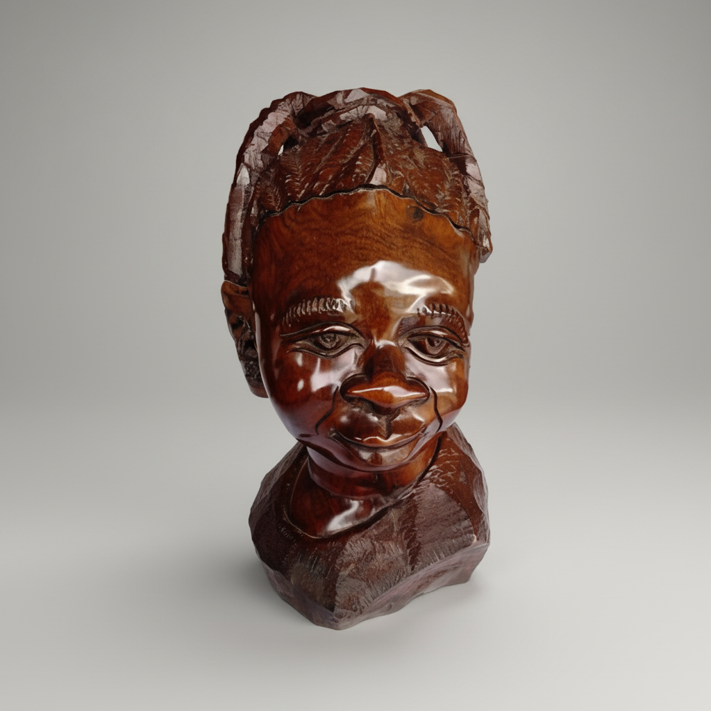 Wood Carved Face Statue