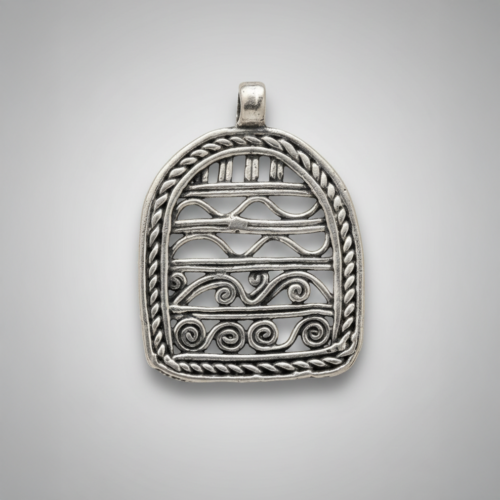 Dokra Silver Wave Pendant