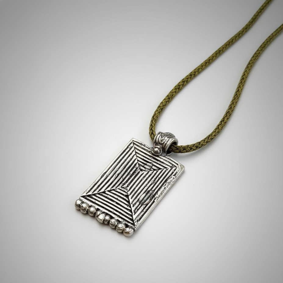 Dokra Rectangular Silver Pendant