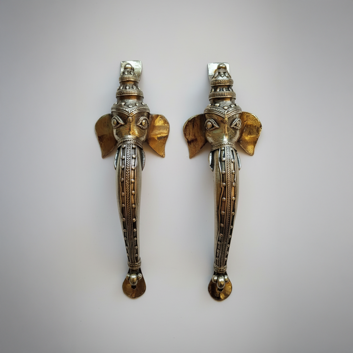Dokra Elephant Door Handle Pair