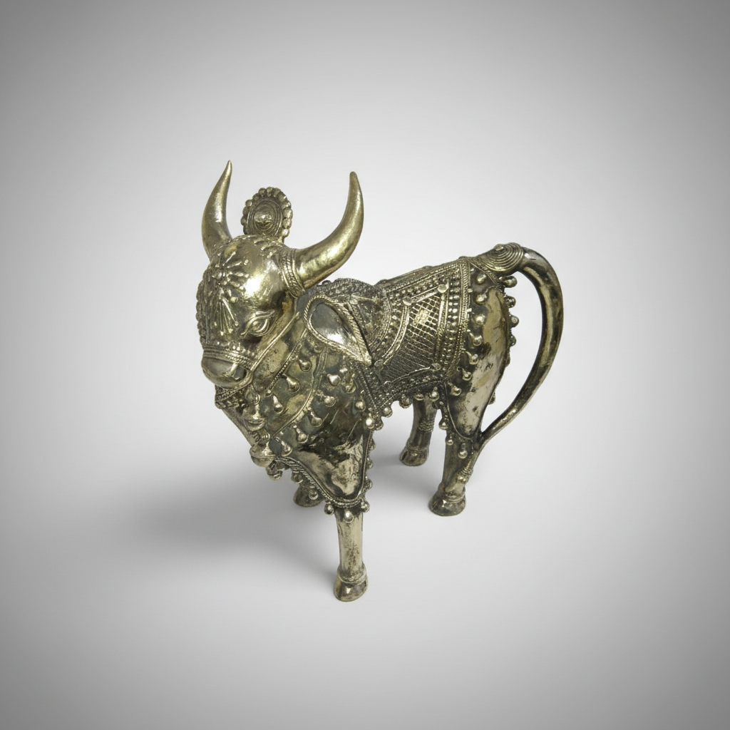 Majestic Dokra Brass Bull Statue