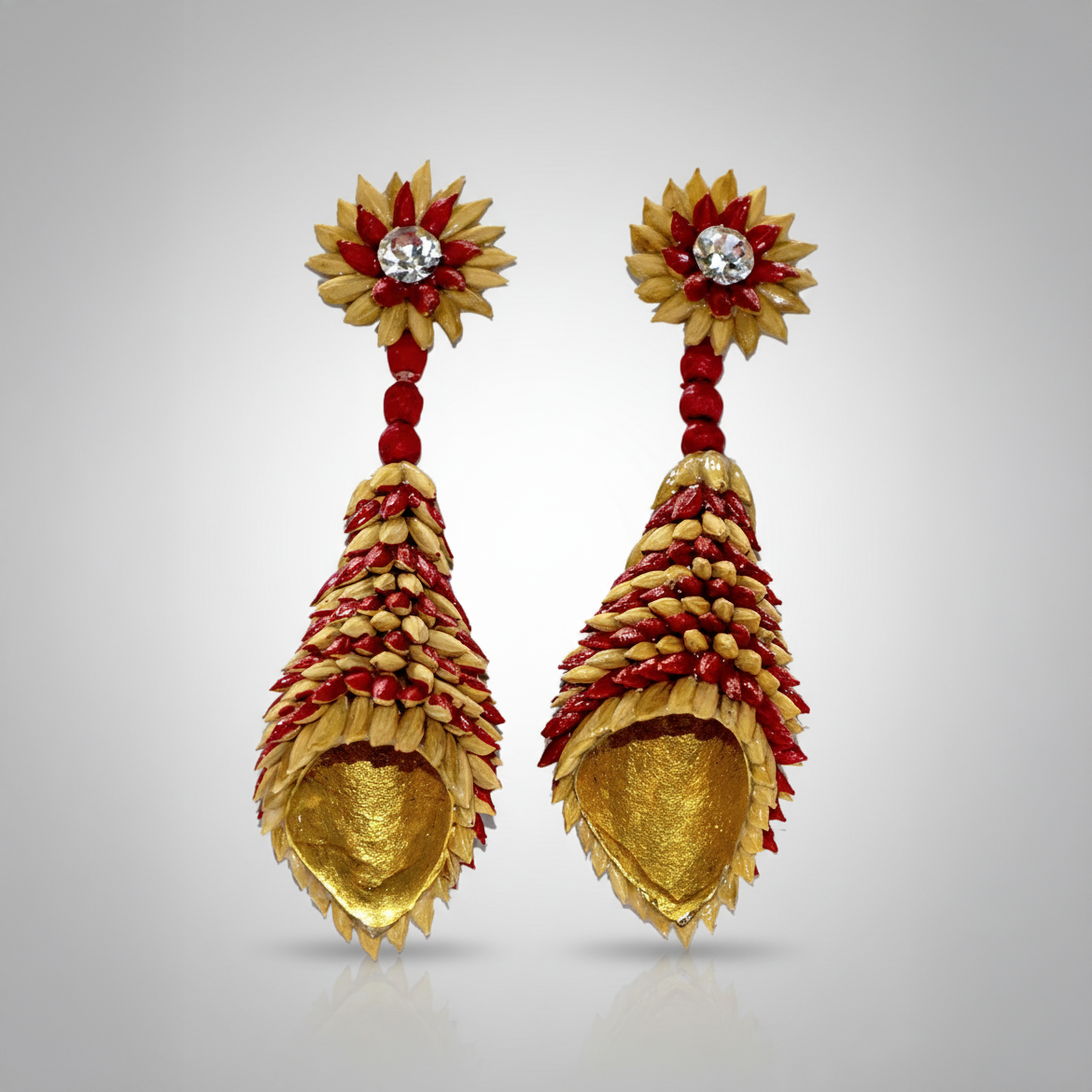 Golden Red Paddy Earrings