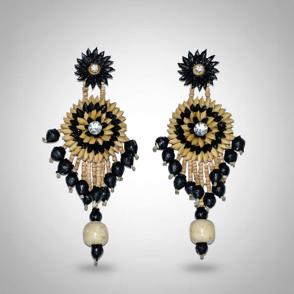 Black Circular Paddy Earrings