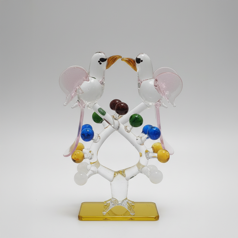 Glass Love Birds Sculpture