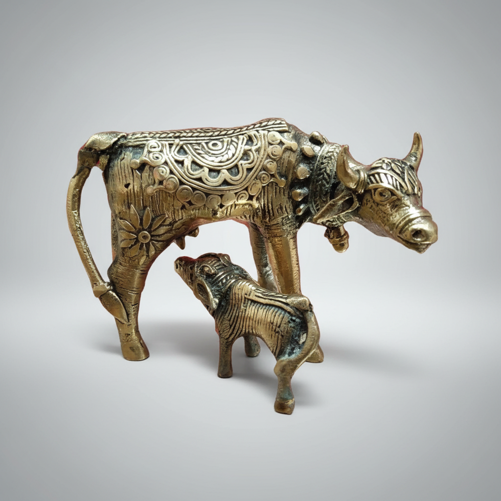 Dokra Cow and Calf Sculpture