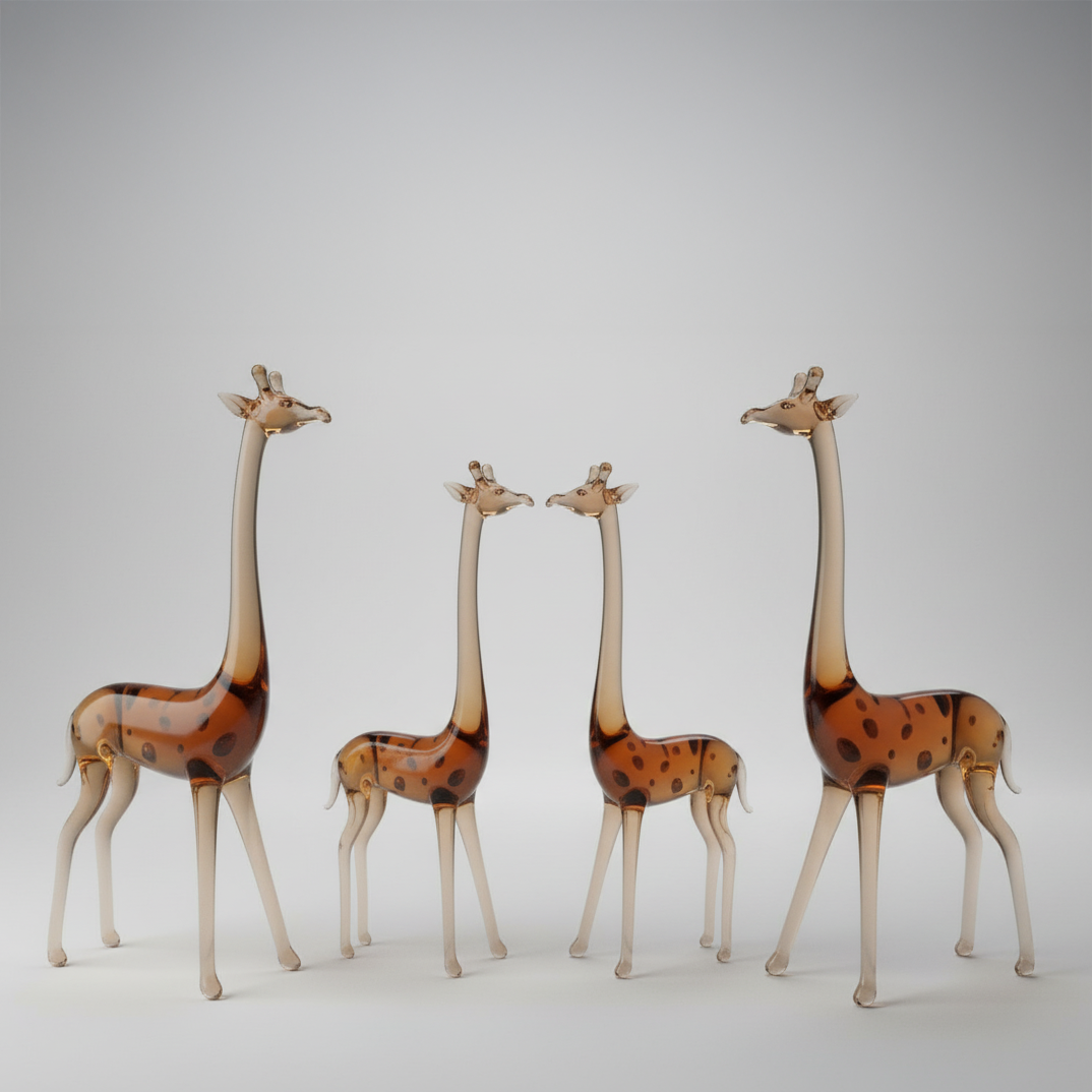 Glass Giraffe Family Figurine Set