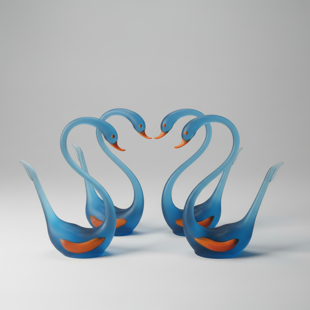 Blue Swan Glass Family Set