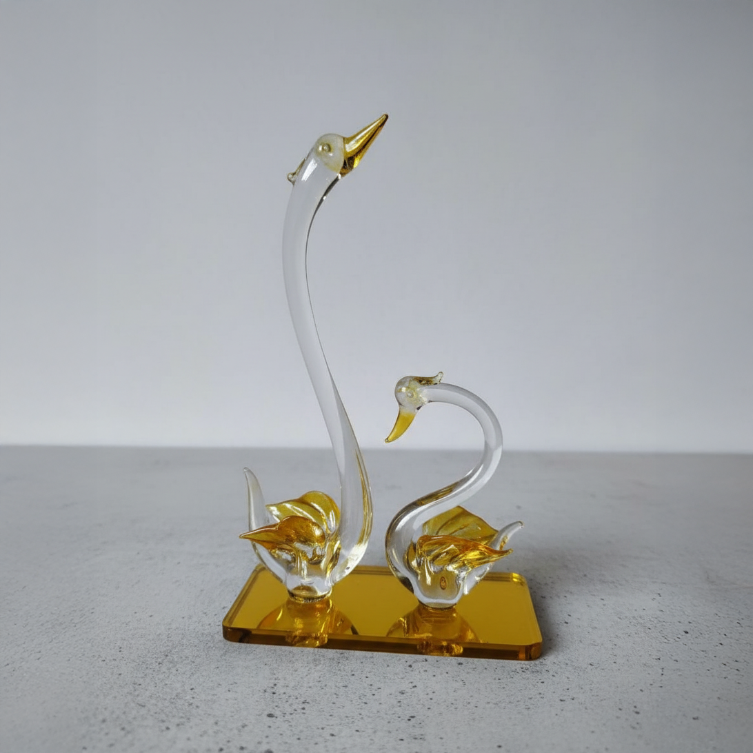 Golden Swan Glass Figurine