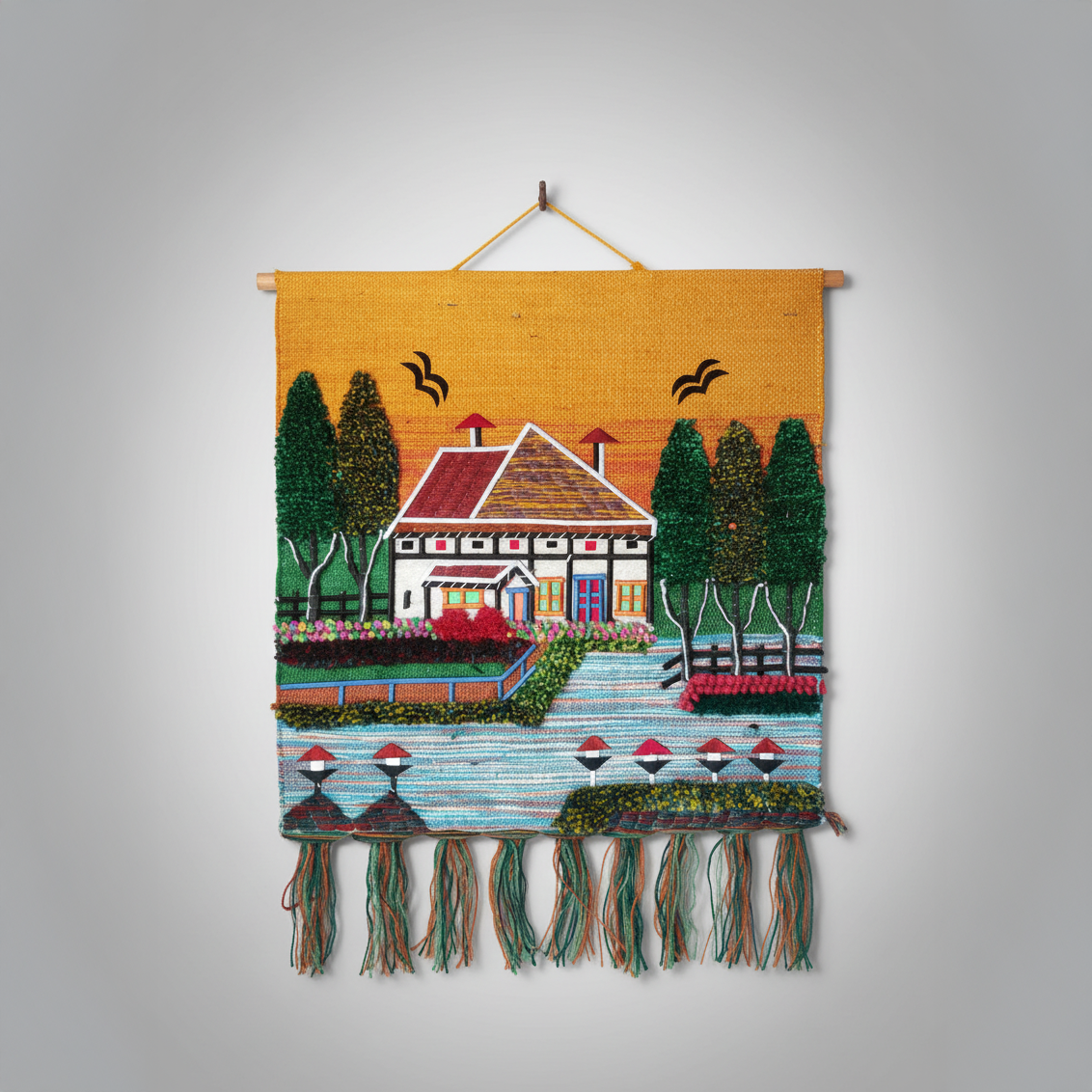 Sunset Villa Jute Wall Art
