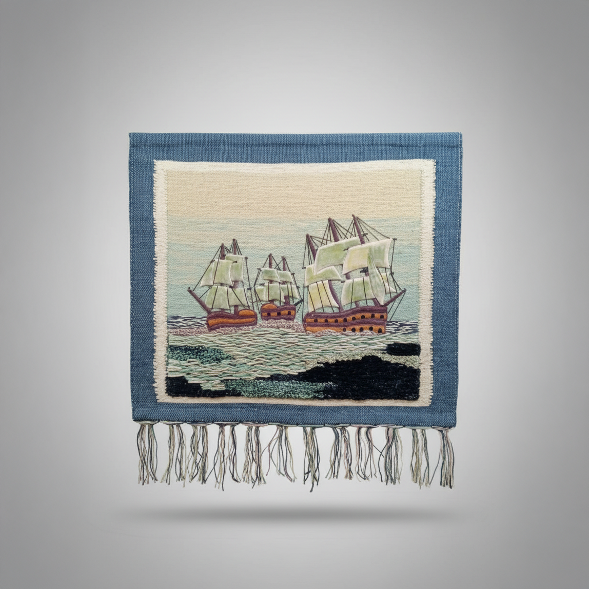 Jute Wall Hanging – Three Sailing Ships