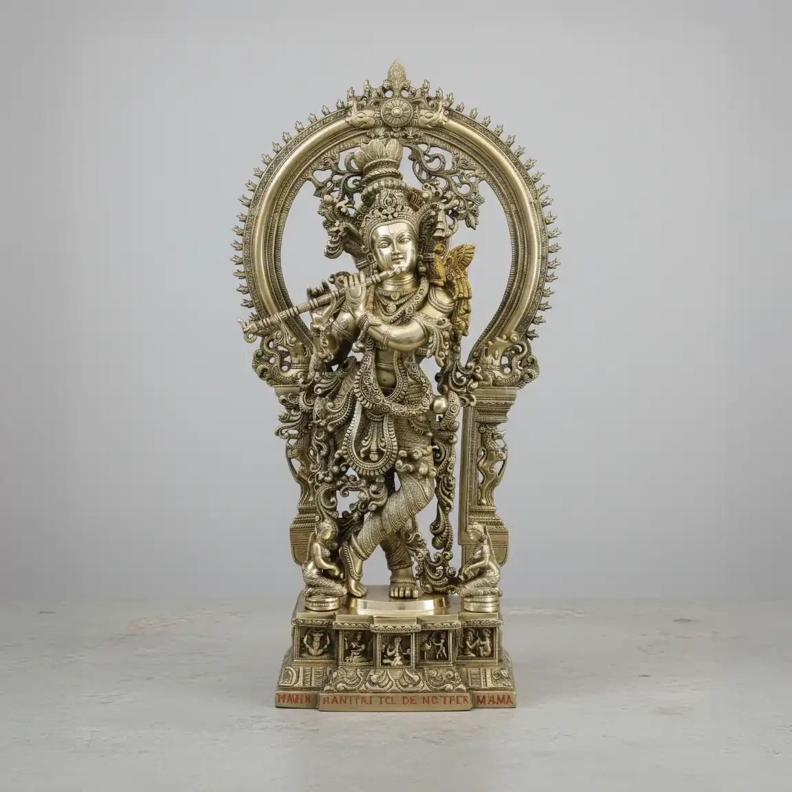 Standing Krishna Brass Idol with Arch