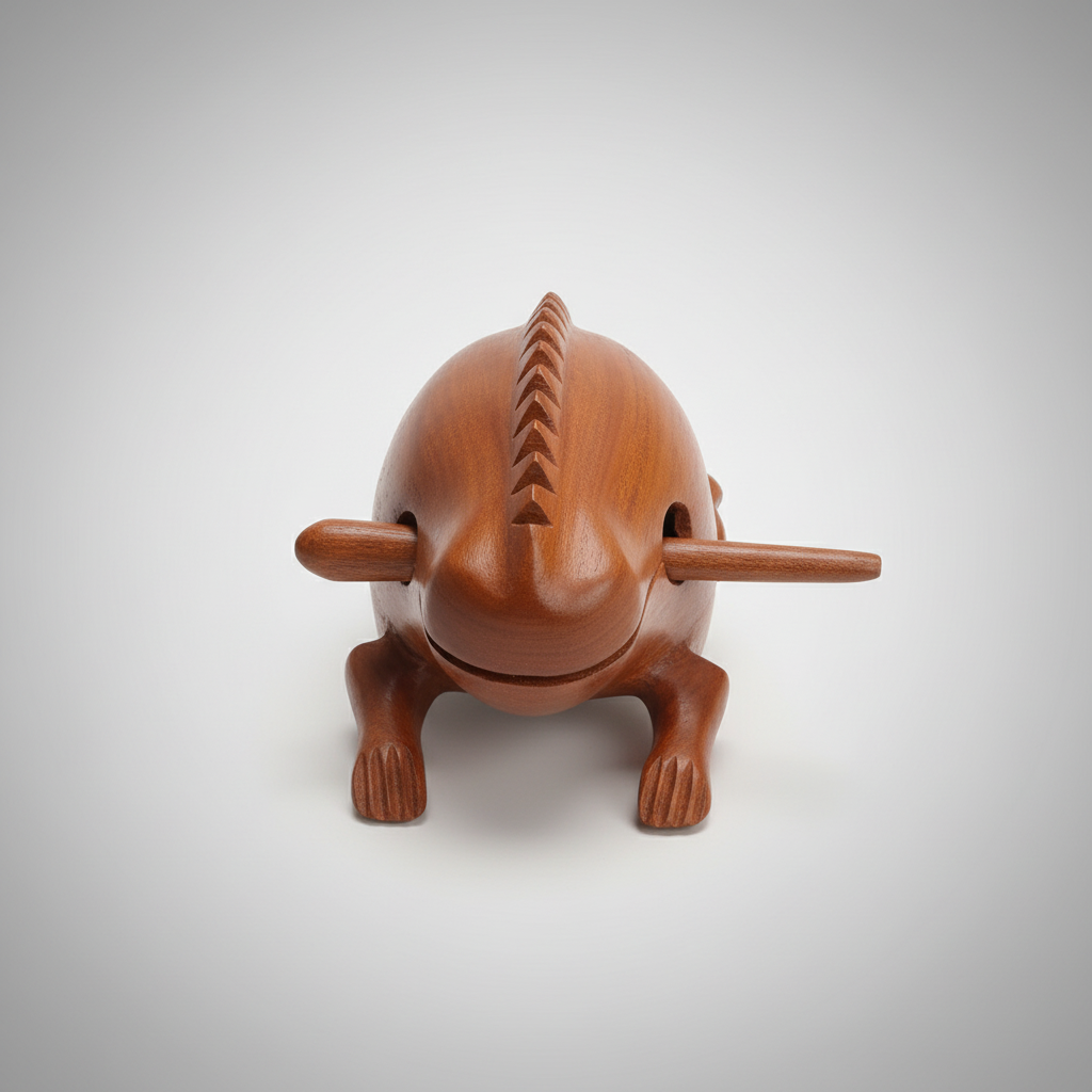 Wood Carven Frog Statue