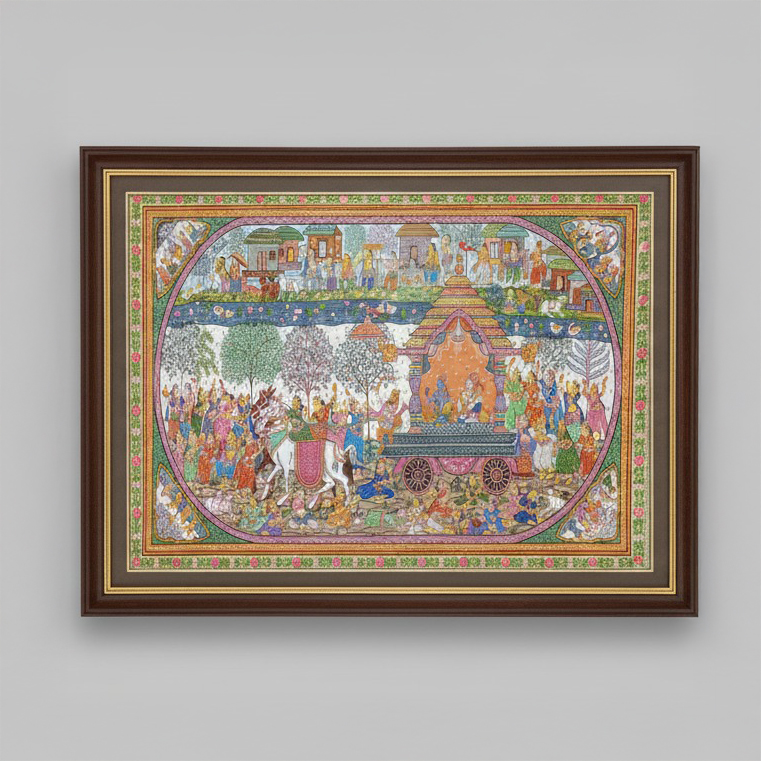 Pattachitra Painting – Jagannath Ratha Yatra Procession (Framed)
