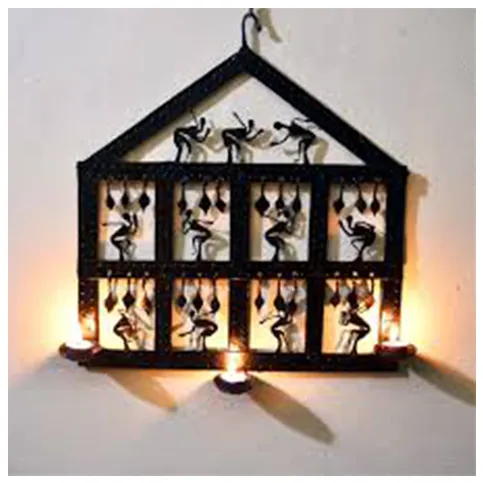 Bastar Iron Craft House-Shaped Wall Sconce