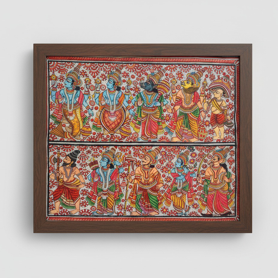 Pattachitra Painting – Processional Deity Panel (Two Registers)