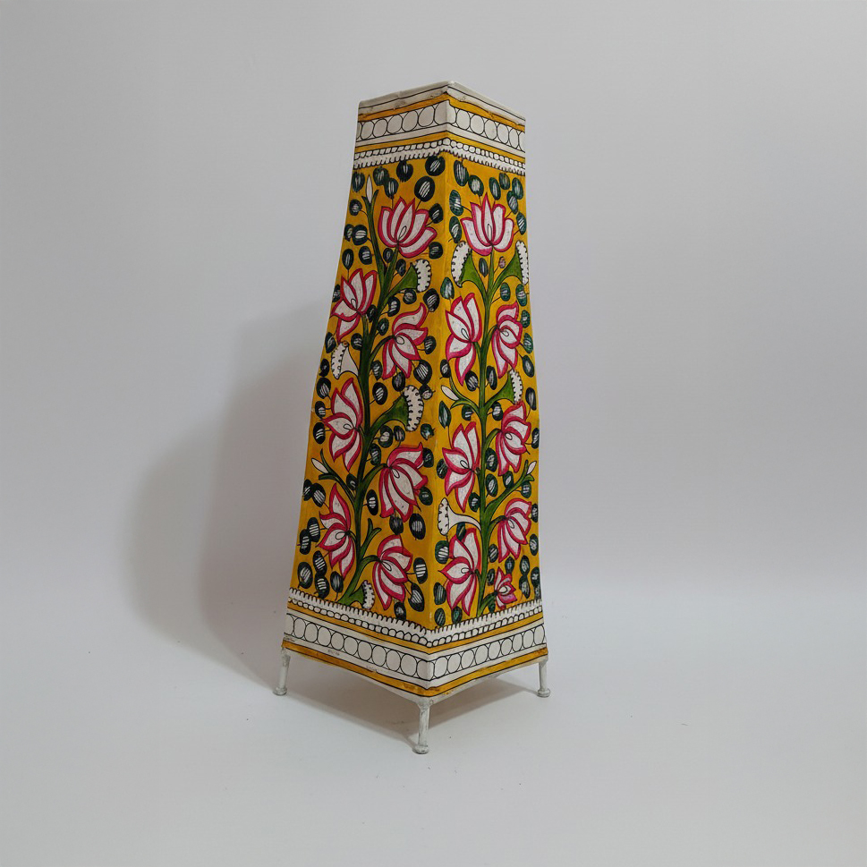 Hand-Painted Lotus Motif Table Lamp