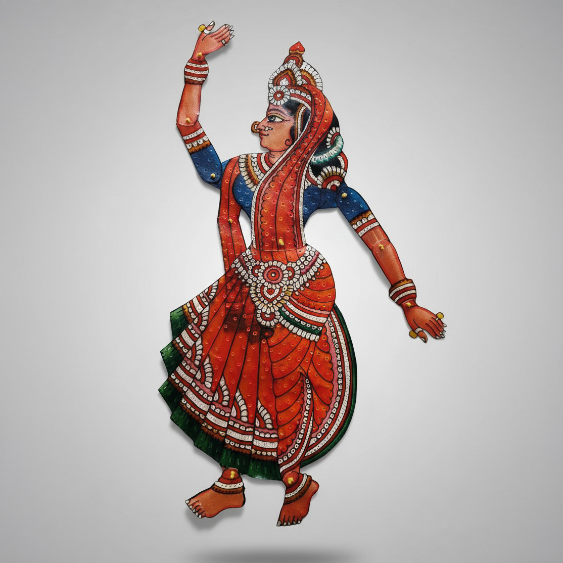Dancing Woman Tholu Bommalata Leather Puppet