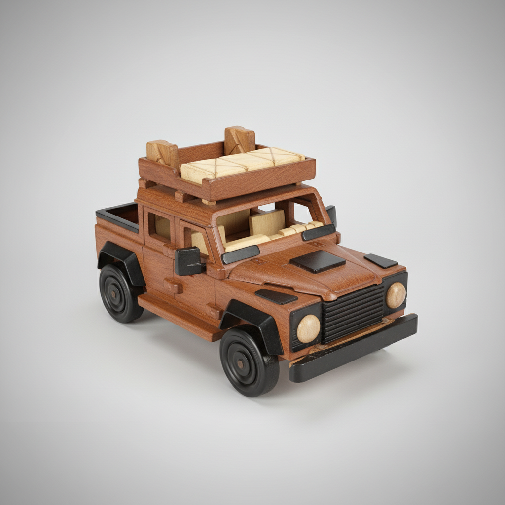 Wood Carved Toy Jeep